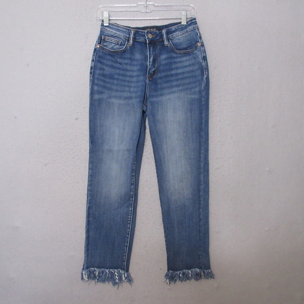 Judy Blue Light Blue Frayed Ankle Jeans